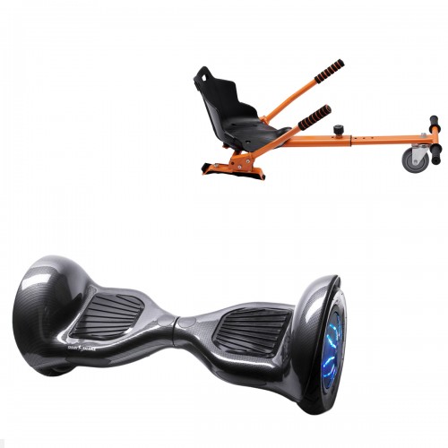 Elektromos Hoverboard Standard GoKart Szett, 10 colos, Off-Road Carbon PRO, Nagy Hatótávolság, és Narancs Hoverkart, Smart Balance