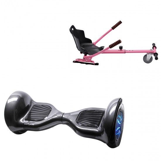 Elektromos Hoverboard Standard GoKart Szett, 10 colos, Off-Road Carbon PRO, Standard Hatótávolság, és Rózsaszín Hoverkart, Smart Balance
