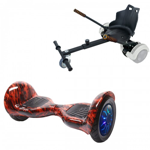 Elektromos Hoverboard Standard GoKart Szett, 10 colos, Off-Road Flame PRO, Nagy Hatótávolság, és Fekete Hoverkart, Smart Balance