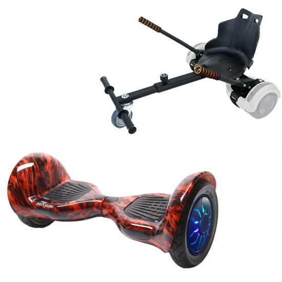 Elektromos Hoverboard Standard GoKart Szett, 10 colos, Off-Road Flame PRO, Nagy Hatótávolság, és Fekete Hoverkart, Smart Balance