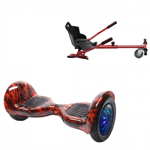 Elektromos Hoverboard Standard GoKart Szett, 10 colos, Off-Road Flame PRO, Nagy Hatótávolság, és Piros Hoverkart, Smart Balance