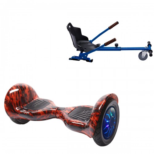 Elektromos Hoverboard Standard GoKart Szett, 10 colos, Off-Road Flame PRO, Nagy Hatótávolság, és Kék Hoverkart, Smart Balance