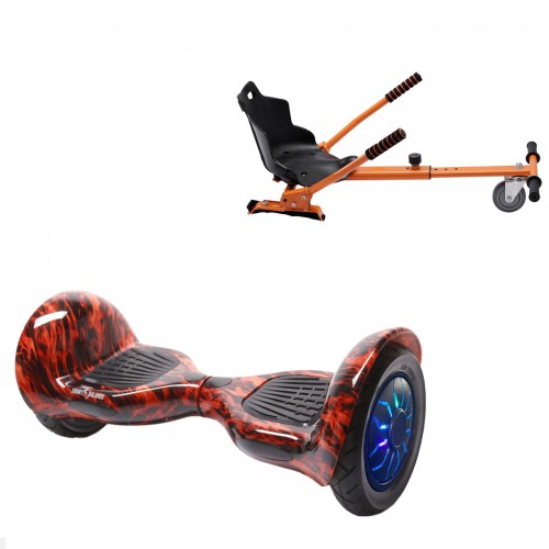 Elektromos Hoverboard Standard GoKart Szett, 10 colos, Off-Road Flame PRO, Nagy Hatótávolság, és Narancs Hoverkart, Smart Balance