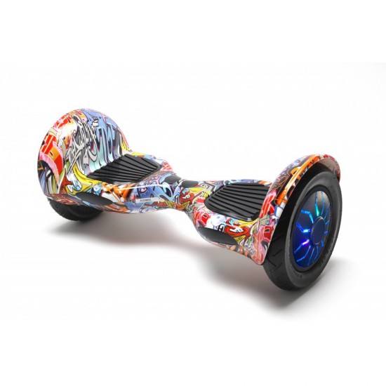 Elektromos Hoverboard csomag Komfortos Üléssel, 10 colos, Off-Road HipHop Orange PRO, Nagy Hatótávolság, Fehér Szivacsos ülés, Smart Balance 2