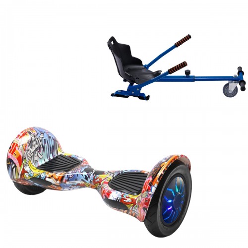 Elektromos Hoverboard Standard GoKart Szett, 10 colos, Off-Road HipHop Orange PRO, Nagy Hatótávolság, és Kék Hoverkart, Smart Balance