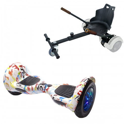 Elektromos Hoverboard Standard GoKart Szett, 10 colos, Off-Road Splash PRO, Nagy Hatótávolság, és Fekete Hoverkart, Smart Balance
