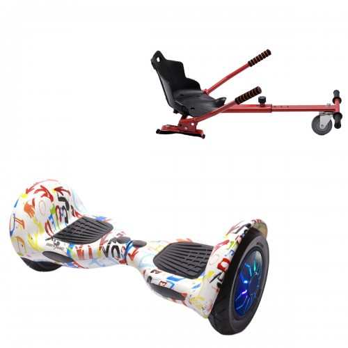 Elektromos Hoverboard Standard GoKart Szett, 10 colos, Off-Road Splash PRO, Nagy Hatótávolság, és Piros Hoverkart, Smart Balance