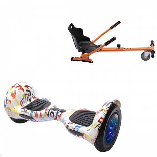 Elektromos Hoverboard Standard GoKart Szett, 10 colos, Off-Road Splash PRO, Nagy Hatótávolság, és Narancs Hoverkart, Smart Balance