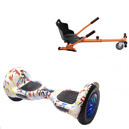 Elektromos Hoverboard Standard GoKart Szett, 10 colos, Off-Road Splash PRO, Standard Hatótávolság, és Narancs Hoverkart, Smart Balance