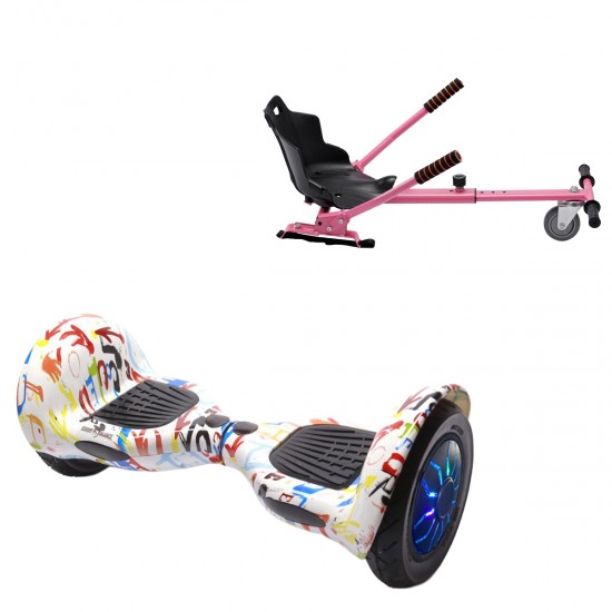 Elektromos Hoverboard Standard GoKart Szett, 10 colos, Off-Road Splash PRO, Nagy Hatótávolság, és Rózsaszín Hoverkart, Smart Balance