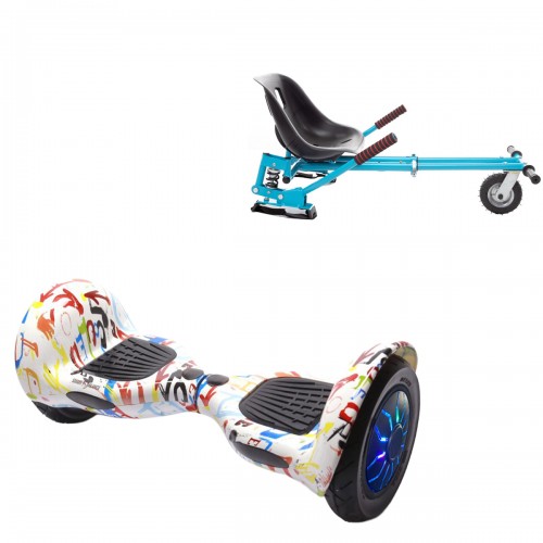 Elektromos Hoverboard GoKart Szett Lengéscsillapítókkal, 10 colos, Off-Road Splash PRO, Nagy Hatótávolság, Kék HoverKart Lengéscsillapítókkal, Smart Balance