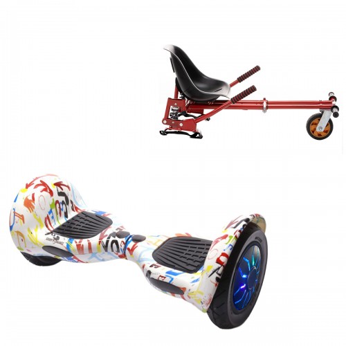 Elektromos Hoverboard GoKart Szett Lengéscsillapítókkal, 10 colos, Off-Road Splash PRO, Nagy Hatótávolság, Piros HoverKart Lengéscsillapítókkal, Smart Balance