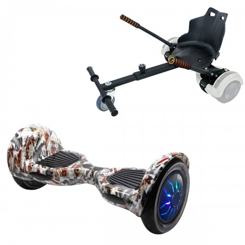 Elektromos Hoverboard Standard GoKart Szett, 10 colos, Off-Road Tattoo PRO, Nagy Hatótávolság, és Fekete Hoverkart, Smart Balance
