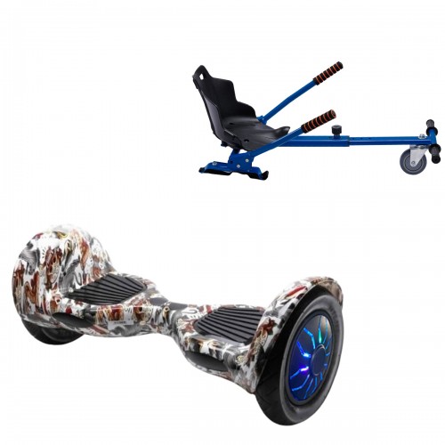 Elektromos Hoverboard Standard GoKart Szett, 10 colos, Off-Road Tattoo PRO, Nagy Hatótávolság, és Kék Hoverkart, Smart Balance