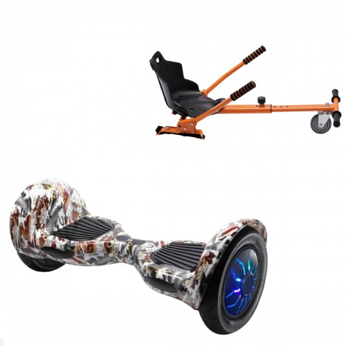 Elektromos Hoverboard Standard GoKart Szett, 10 colos, Off-Road Tattoo PRO, Nagy Hatótávolság, és Narancs Hoverkart, Smart Balance