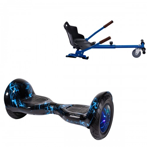 Elektromos Hoverboard Standard GoKart Szett, 10 colos, Off-Road Thunderstorm Blue PRO, Nagy Hatótávolság, és Kék Hoverkart, Smart Balance