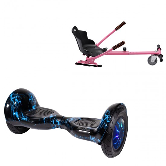 Elektromos Hoverboard Standard GoKart Szett, 10 colos, Off-Road Thunderstorm Blue PRO, Nagy Hatótávolság, és Rózsaszín Hoverkart, Smart Balance