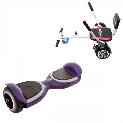 Elektromos Hoverboard Csomag Komfortos Üléssel, 6.5 col, Jetson Prism Purple Plus, Fehér Szivacsos ülés, Smart Balance