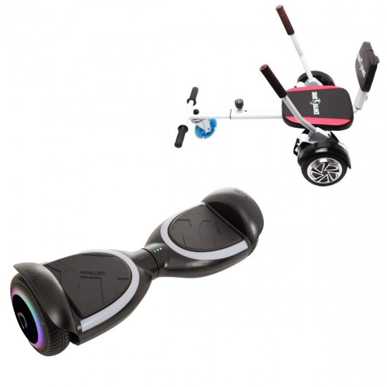 Elektromos Hoverboard Csomag Komfortos Üléssel, 6.5 col, Jetson Prism Black Plus, Fehér Szivacsos ülés, Smart Balance