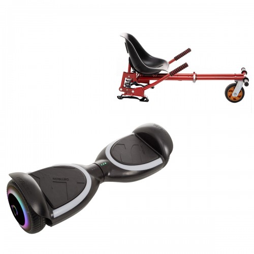 Elektromos Hoverboard GoKart Szett Lengéscsillapítókkal, 6.5 col, Jetson Prism Black Plus, Piros HoverKart Lengéscsillapítókkal, Smart Balance
