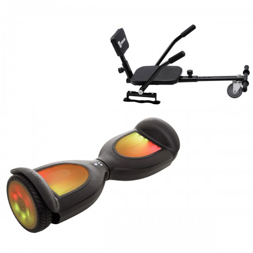 Elektromos Hoverboard Csomag Komfortos Üléssel, 6.5 col, Jetson Prism Black PRO, Fekete Szivacsos ülés, Smart Balance
