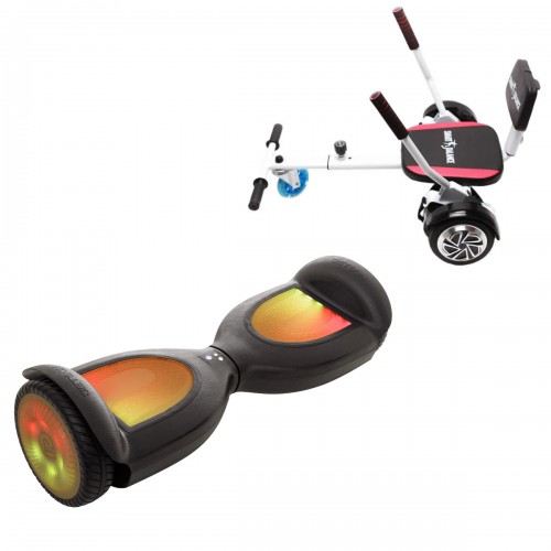 Elektromos Hoverboard Csomag Komfortos Üléssel, 6.5 col, Jetson Prism Black PRO, Fehér Szivacsos ülés, Smart Balance