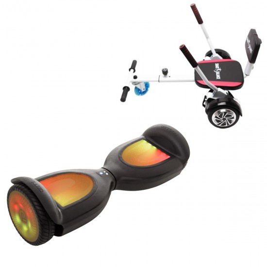 Elektromos Hoverboard Csomag Komfortos Üléssel, 6.5 col, Jetson Prism Black PRO, Fehér Szivacsos ülés, Smart Balance