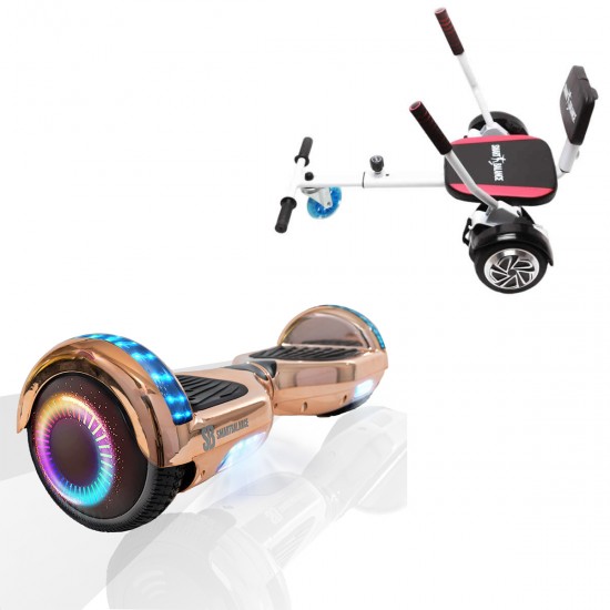 Elektromos Hoverboard csomag Komfortos Üléssel, 6.5 colos, Regular Iron PRO, Standard Hatótávolság, Fehér Szivacsos ülés, Smart Balance