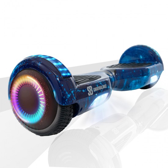 Elektromos Hoverboard csomag Komfortos Üléssel, 6.5 colos, Regular Galaxy Blue PRO, Standard Hatótávolság, Fehér Szivacsos ülés, Smart Balance 2