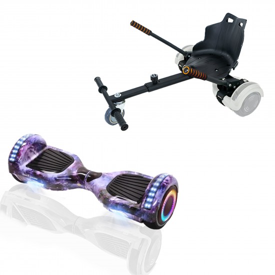 Elektromos Hoverboard Standard GoKart Szett, 6.5 colos, Regular Galaxy PRO, Nagy Hatótávolság, és Fekete Hoverkart, Smart Balance