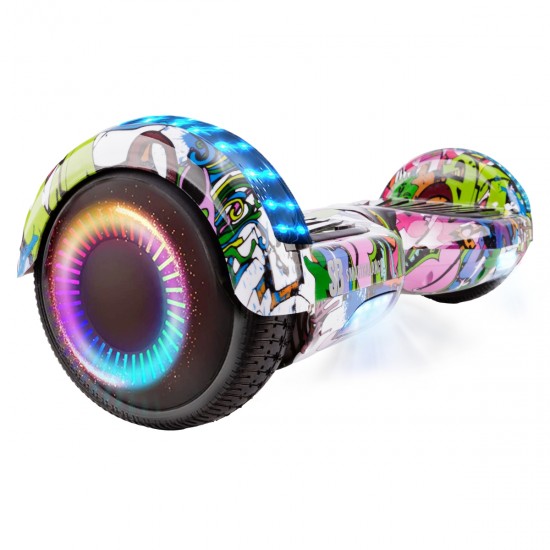 Elektromos Hoverboard csomag Komfortos Üléssel, 6.5 colos, Regular Multicolor PRO, Standard Hatótávolság, Fehér Szivacsos ülés, Smart Balance 2