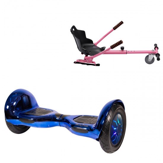 Elektromos Hoverboard Standard GoKart Szett, 10 colos, Off-Road ElectroBlue PRO, Nagy Hatótávolság, és Rózsaszín Hoverkart, Smart Balance