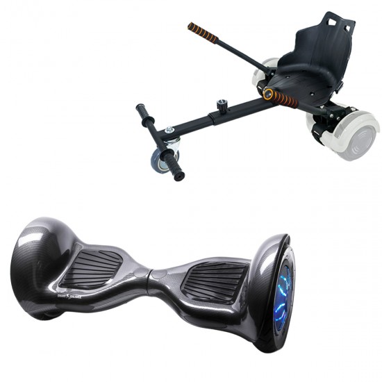 Elektromos Hoverboard Standard GoKart Szett, 10 colos, Off-Road Carbon PRO, Standard Hatótávolság, és Fekete Hoverkart, Smart Balance
