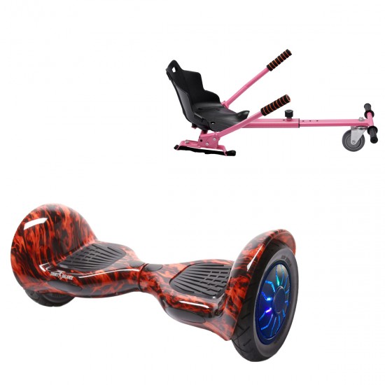 Elektromos Hoverboard Standard GoKart Szett, 10 colos, Off-Road Flame PRO, Standard Hatótávolság, és Rózsaszín Hoverkart, Smart Balance