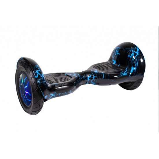 Elektromos Hoverboard Standard GoKart Szett, 10 colos, Off-Road Thunderstorm Blue PRO, Nagy Hatótávolság, és Fehér Hoverkart, Smart Balance 3