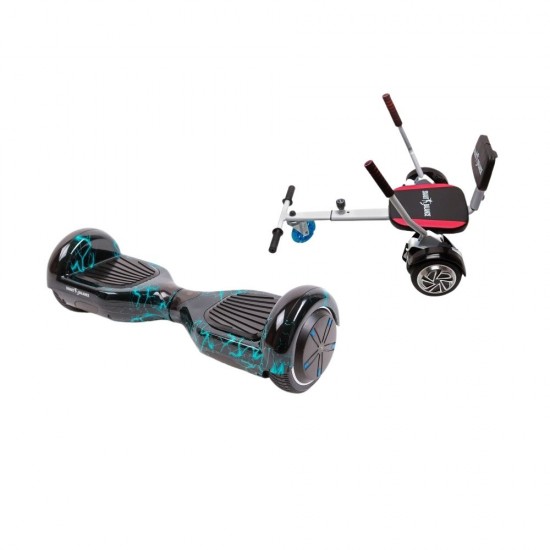 Regular Thunderstorm Hoverboard Szett Komfortos HoverKart Üléssel - 6.5” Kerekek, Bluetooth Hangszórók, LED Fények, Önegyensúlyozás, 15km hatótávolság, 700W teljesítmény, 4Ah Samsung cellás akkumulátor, Smart Balance
