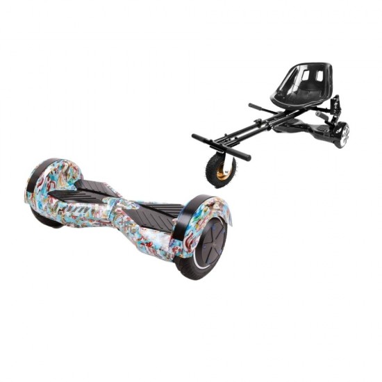 Transformers Clown  Hoverboard Szett Fekete Dupla Felfüggesztésű HoverKart Üléssel - 8” Kerekek, Bluetooth Hangszórók, LED Fények, Önegyensúlyozás, 15km hatótávolság, 700W teljesítmény, 4Ah Samsung cellás akkumulátor, Smart Balance