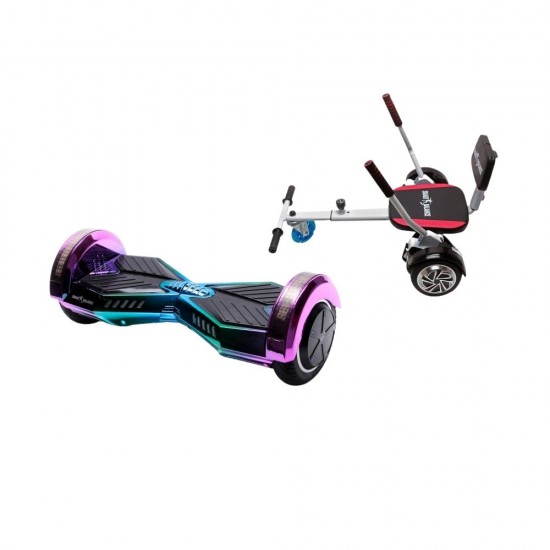 Transformers Dakota Hoverboard Szett Komfortos HoverKart Üléssel - 6.5” Kerekek, Bluetooth Hangszórók, LED Fények, Önegyensúlyozás, 15km hatótávolság, 700W teljesítmény, 4Ah Samsung cellás akkumulátor, Smart Balance