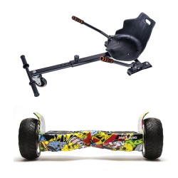 Hummer HipHop All-Terrain Hoverboard Szett Ergonomikus HoverKart Üléssel – 8.5” Kerekek, Bluetooth Hangszórók, LED Fények, Önegyensúlyozás, 15km hatótávolság, 700W teljesítmény, 4Ah Samsung cellás akkumulátor, Smart Balance