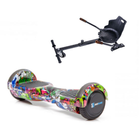 Regular Multicolor fogantyúval Hoverboard Szett Ergonomikus HoverKart Üléssel - 6.5” Kerekek, Bluetooth Hangszórók, LED Fények, Önegyensúlyozás, 15km hatótávolság, 700W teljesítmény, 4Ah Samsung cellás akkumulátor, Smart Balance