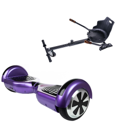 Regular Purple Hoverboard Szett Ergonomikus HoverKart Üléssel - 6.5” Kerekek, Bluetooth Hangszórók, LED Fények, Önegyensúlyozás, 15km hatótávolság, 700W teljesítmény, 4Ah Samsung cellás akkumulátor, Smart Balance