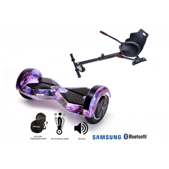 Elektromos Hoverboard Standard GoKart Szett, 8 colos, Transformers Galaxy, Standard Hatótávolság, és Fekete Hoverkart, Smart Balance 5