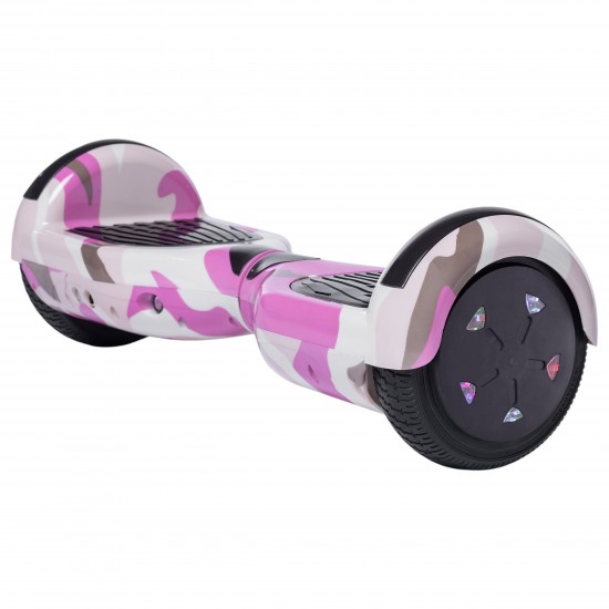 Regular Camouflage Pink fogantyúval Hoverboard Szett Fekete Dupla Felfüggesztésű HoverKart Üléssel - 6.5” Kerekek, Bluetooth Hangszórók, LED Fények, Önegyensúlyozás, 15km hatótávolság, 700W teljesítmény, 4Ah Samsung cellás akkumulátor, Smart Balance 6