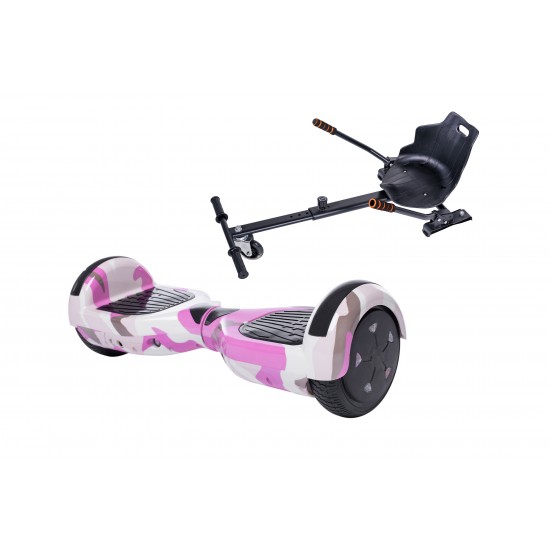 Regular Camouflage Pink Hoverboard Szett Ergonomikus HoverKart Üléssel - 6.5” Kerekek, Bluetooth Hangszórók, LED Fények, Önegyensúlyozás, 15km hatótávolság, 700W teljesítmény, 4Ah Samsung cellás akkumulátor, Smart Balance