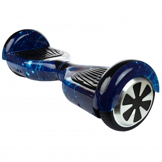 Elektromos Hoverboard GoKart Szett Lengéscsillapítókkal, 6.5 colos, Regular Galaxy Blue, Nagy Hatótávolság, Fekete HoverKart Lengéscsillapítókkal, Smart Balance 7