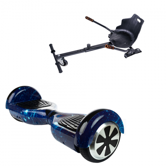 Elektromos Hoverboard Standard GoKart Szett, 6.5 colos, Regular Galaxy Blue, Nagy Hatótávolság, és Fekete Hoverkart, Smart Balance