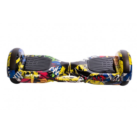 Regular HipHop fogantyúval Hoverboard Szett Fekete Dupla Felfüggesztésű HoverKart Üléssel - 6.5” Kerekek, Bluetooth Hangszórók, LED Fények, Önegyensúlyozás, 15km hatótávolság, 700W teljesítmény, 4Ah Samsung cellás akkumulátor, Smart Balance 5