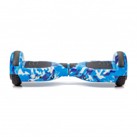 Regular Camouflage Blue fogantyúval Hoverboard Szett Fekete Dupla Felfüggesztésű HoverKart Üléssel - 6.5” Kerekek, Bluetooth Hangszórók, LED Fények, Önegyensúlyozás, 15km hatótávolság, 700W teljesítmény, 4Ah Samsung cellás akkumulátor, Smart Balance 2