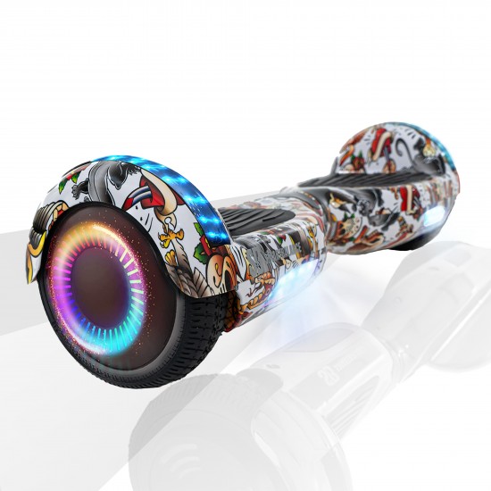 Elektromos Hoverboard GoKart Szett Lengéscsillapítókkal, 6.5 colos, Regular Tattoo PRO, Standard Hatótávolság, Fekete HoverKart Lengéscsillapítókkal, Smart Balance 2