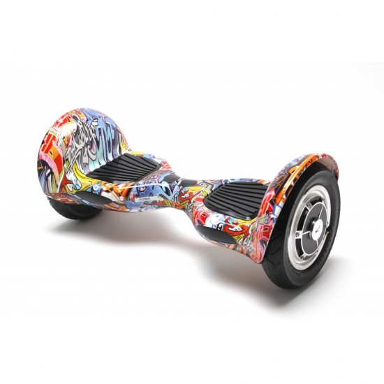 Elektromos Hoverboard csomag Komfortos Üléssel, 10 colos, Off-Road HipHop Orange, Nagy Hatótávolság, Fekete Szivacsos ülés, Smart Balance 2